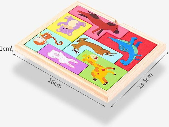 Kidsly Tier-3D-Holzpuzzles, Tangram-Mathematikspielzeug, bunt, ab 3 Jahre - Bild 1