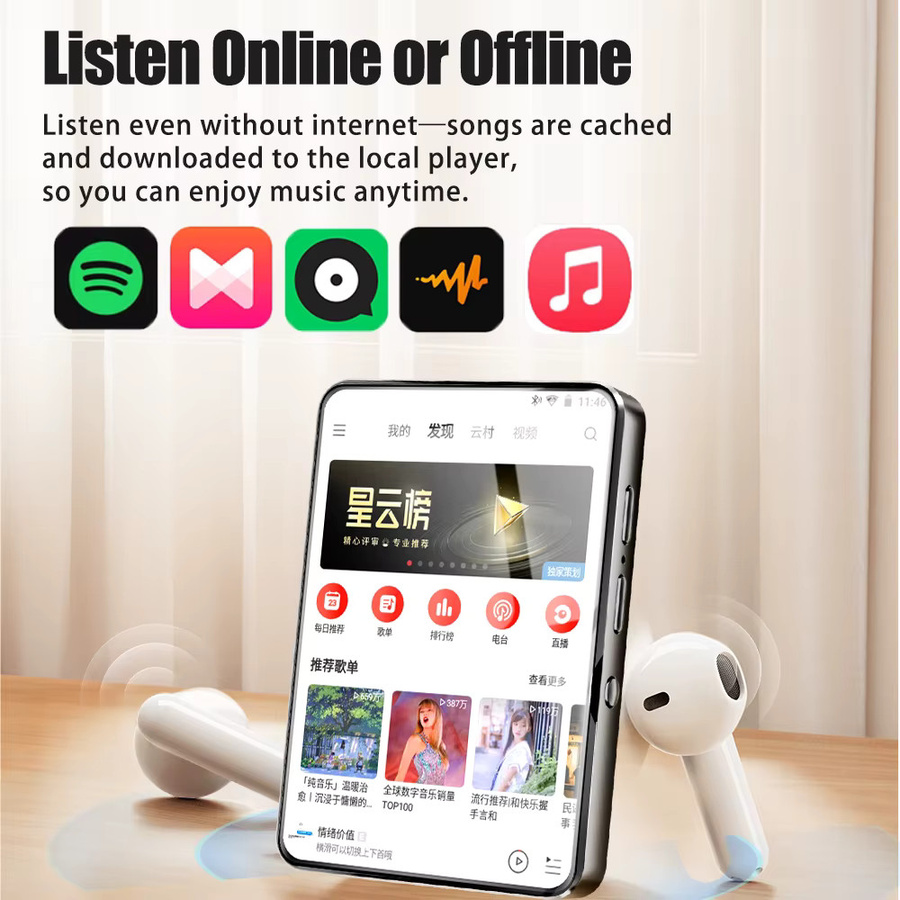 Famue Smart MP4 Player mit 2,8 Zoll Display, Android 10, WiFi, Bluetooth und 5 MP Kamera in Schwarz - Bild 3
