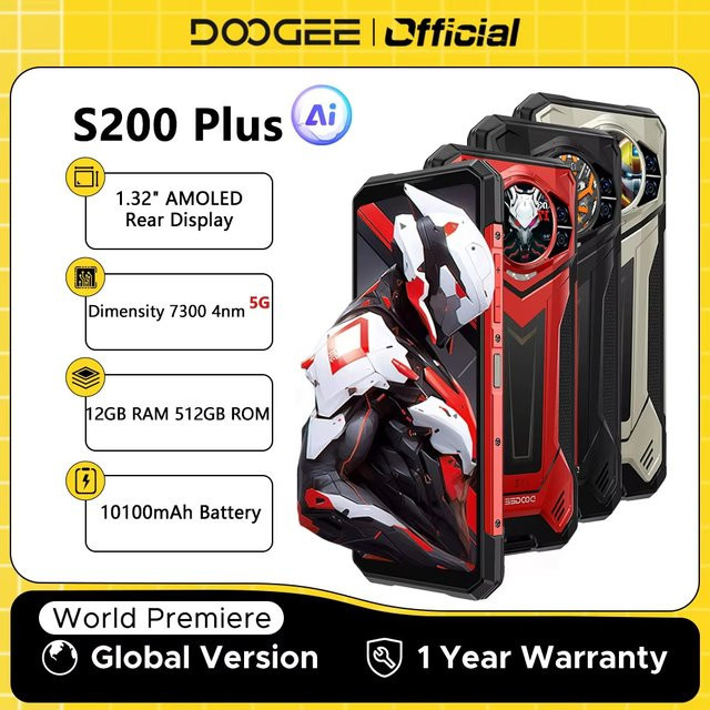 DOOGEE S200 Plus 5G Robustes Smartphone in Rot mit 12 GB RAM, 512 GB Speicher und 6,72 Zoll Display sowie 10100 mAh Akku - Bild 1