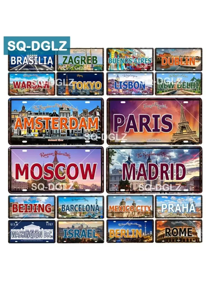 HELLOYOUNG Barcelona City Nummernschild Vintage Metall Blechschild zur Wanddekoration B: 30,0 cm, H: 15,0 cm, T: 15,0 cm - Bild 2