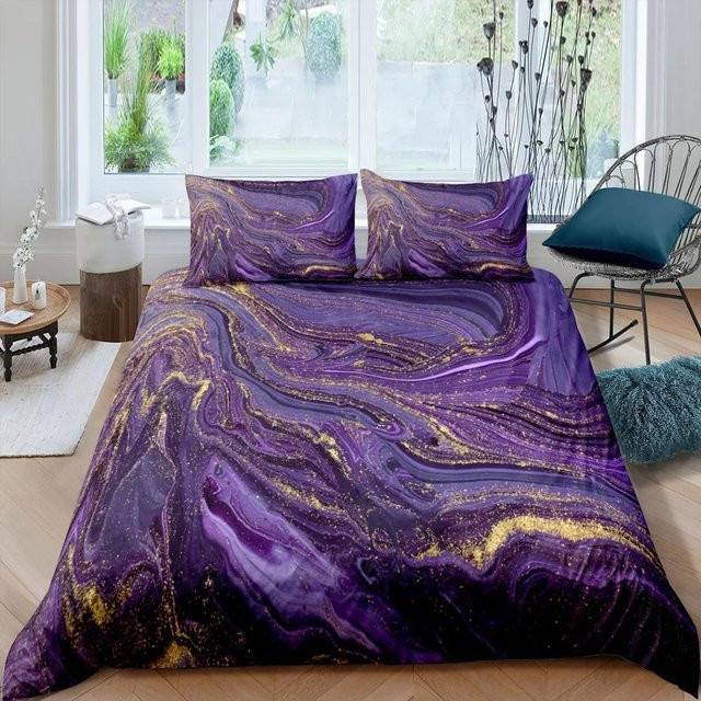 Bettwäsche-Set aus Mikrofaser mit abstraktem Marmor-Design von JMG Household Supplies in Mint, Gold, Türkis und Blau, Breite: 70 cm, Länge: 133 cm - Bild 1