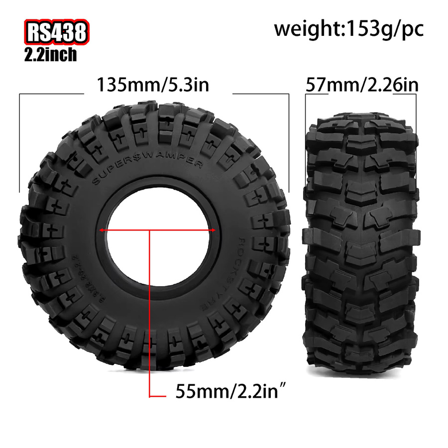 RC Crawler Reifen Räder, 4-teiliges Set, High Grip Gummireifen, 133mm - Bild 2