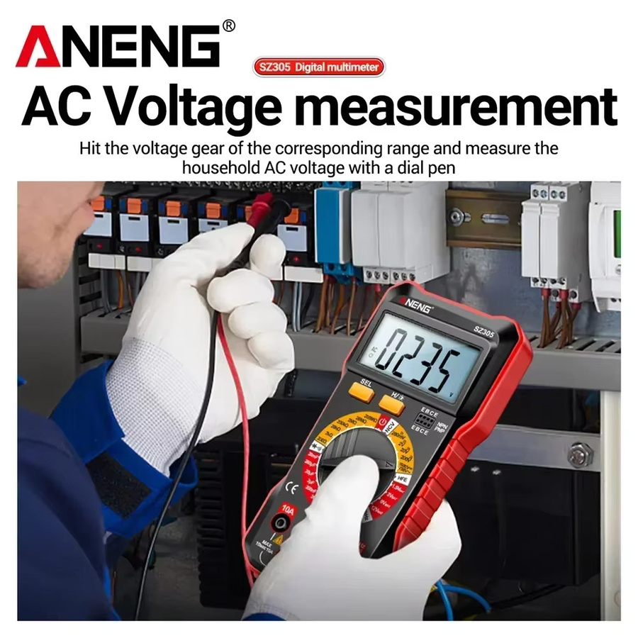 ANENG SZ305 Professionelles Multimeter als AC/DC Spannungsprüfer, Amperemeter, Kapazitätsmesser und HFE-Triodentester mit Hz-Detektor - Bild 2