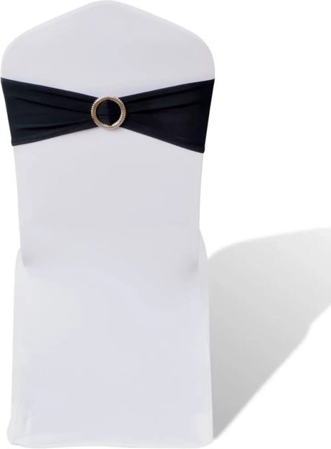 25er Set vidaXL Stretch-Schleifenbänder für Esszimmerstühle mit Diamant-Schnalle in Schwarz - Bild 1