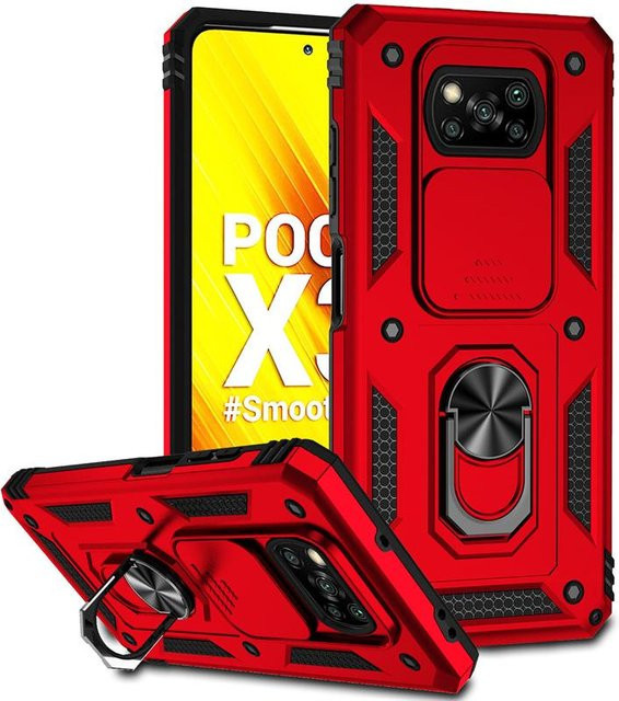 Stoßfeste Panzerhülle für Xiaomi Pocophone Poco X3 NFC in Schwarz mit Autohalterung und Kameraobjektivschutz - Bild 1