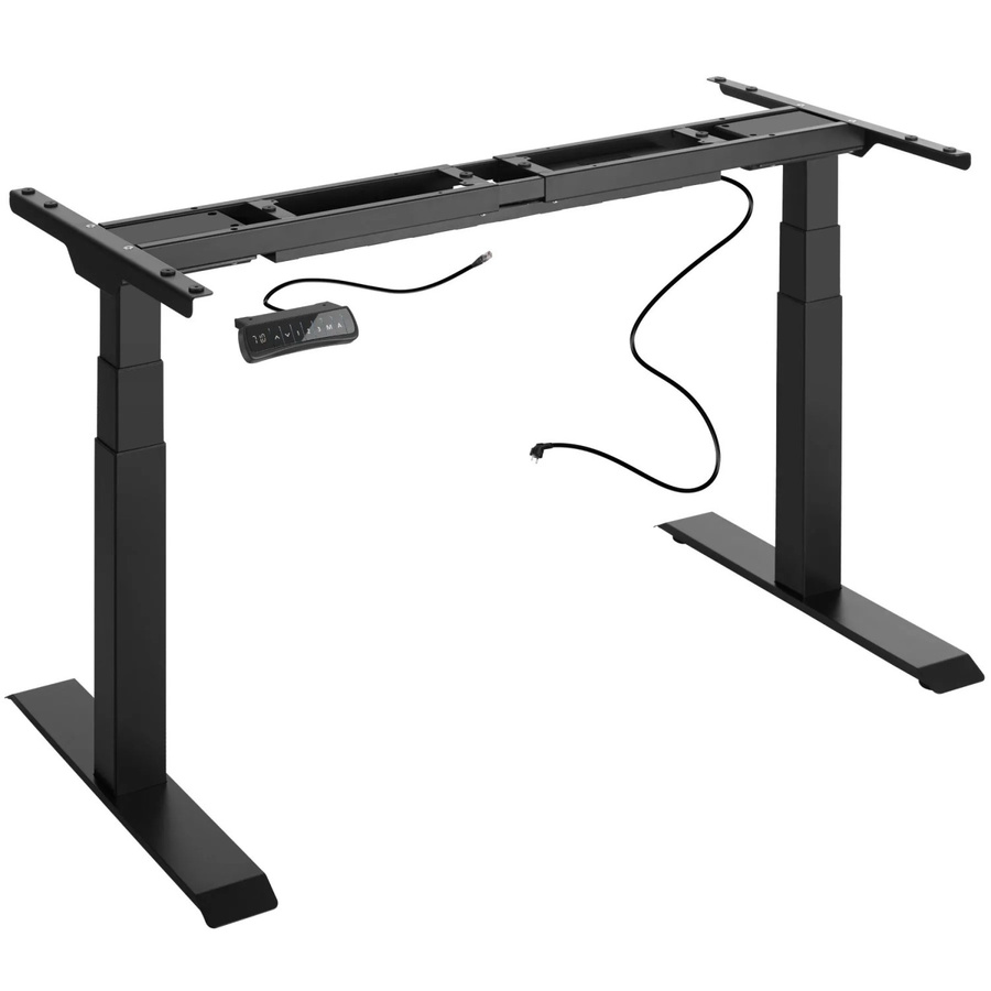tectake Tischgestell Denis elektrisch höhenverstellbar mit 2 Motoren, breitenverstellbar, Schwarz, B/T/H: 110 - 190 x 68 x 58 - 123 cm - Bild 2