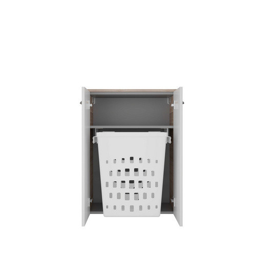 FACKELMANN Doppel-Midischrank Luxor mit 2 Türen und Wäschekorb, Weiss, B/T/H: 60,2 x 32,0 x 82,6 cm - Bild 2