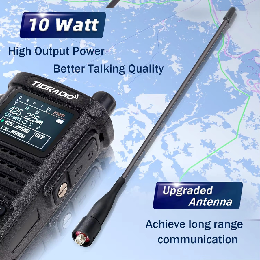 TIDRADIO TD-H8 2. Generation Walkie Talkie mit 10W Leistung, tragbarer Zwei-Wege-Radioempfänger und Notfallradio in Schwarz oder Transparent - Bild 3