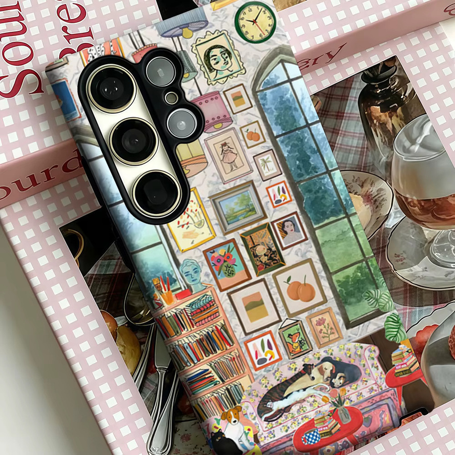 Vintage Art Parlor Katzen-Handyhülle für Samsung Galaxy S25 Ultra, S24 und S23 Ultra Plus, stoßfeste Doppelschicht Rückabdeckung, multicolour - Bild 4