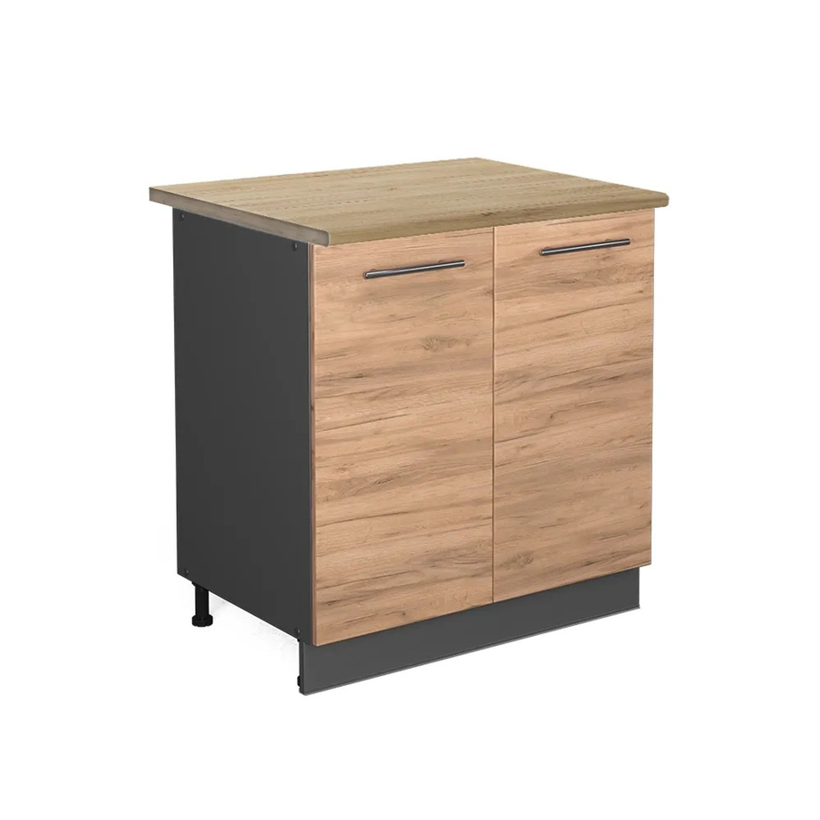 Vicco Spülenunterschrank Fame-Line Goldkraft Eiche/Anthrazit mit Regal, B/T/H: 80 x 60 x 82 cm - Bild 2