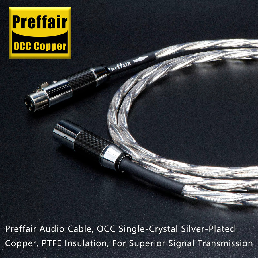 Preffair AES/EBU Koaxiales Digitalkabel 110 Ohm OCC mit versilberten Leitern und Kohlefaser XLR-Steckverbindern in Silber - Bild 2