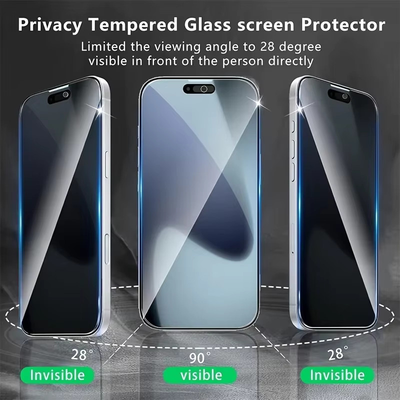 3er-Pack Sichtschutzfolie aus gehärtetem Glas für iPhone 11 bis iPhone 17 Pro Max, transparent - Bild 3