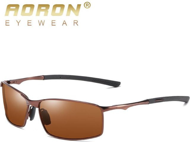 AORON Sonnenbrille, Metall, Vollrand, rechteckig, polarisiert, Unisex, braun - Bild 1