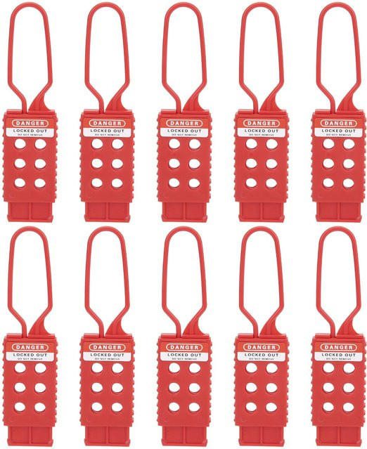10er Set Sicherheits-Lockout-Bügel aus isolierendem Nylon in Rot für die Wartung von Industrieanlagen von TOMTOP JMS - Bild 1
