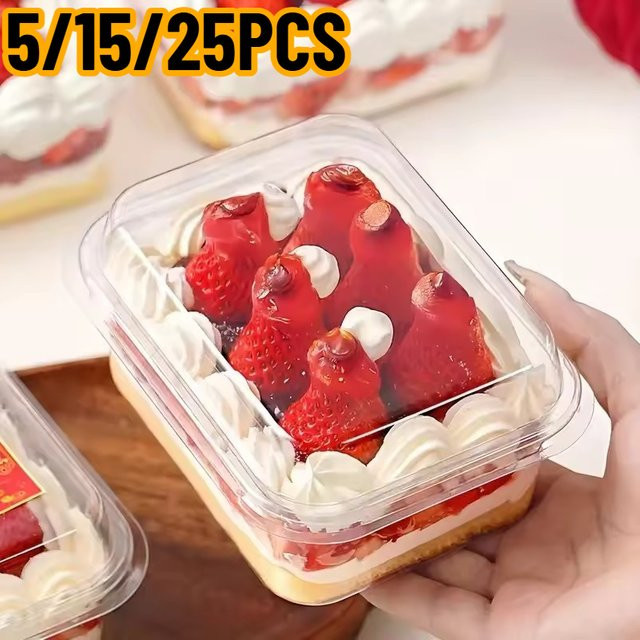 Transparente Einweg Dessertboxen aus Kunststoff für Torte, Mousse oder Kuchen, ideal für Hochzeiten und Partys - Bild 1