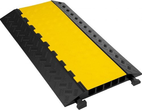 VEVOR Kabelbrücke 5 Kanäle Kabelschutzmatte aus Thermoplastischem Kautschuk, Schwarz-Gelb, B/H/T: 88,9 x 5 x 50,8 cm - Bild 1