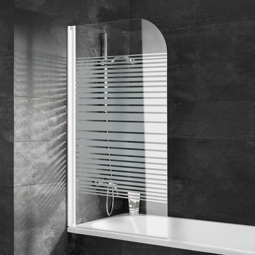 Schulte Badewannentrennwand ExpressPlus aus Sicherheitsglas in Weiss und Frosted, B: 80 cm, H: 140 cm - Bild 1