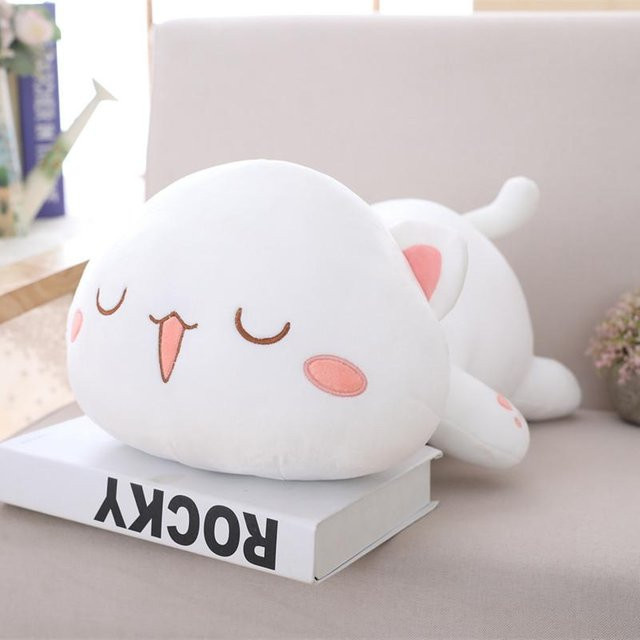 Yiran Health & Beauty Kawaii liegende Katze Plüschtier, 35cm, Weiß - Bild 1