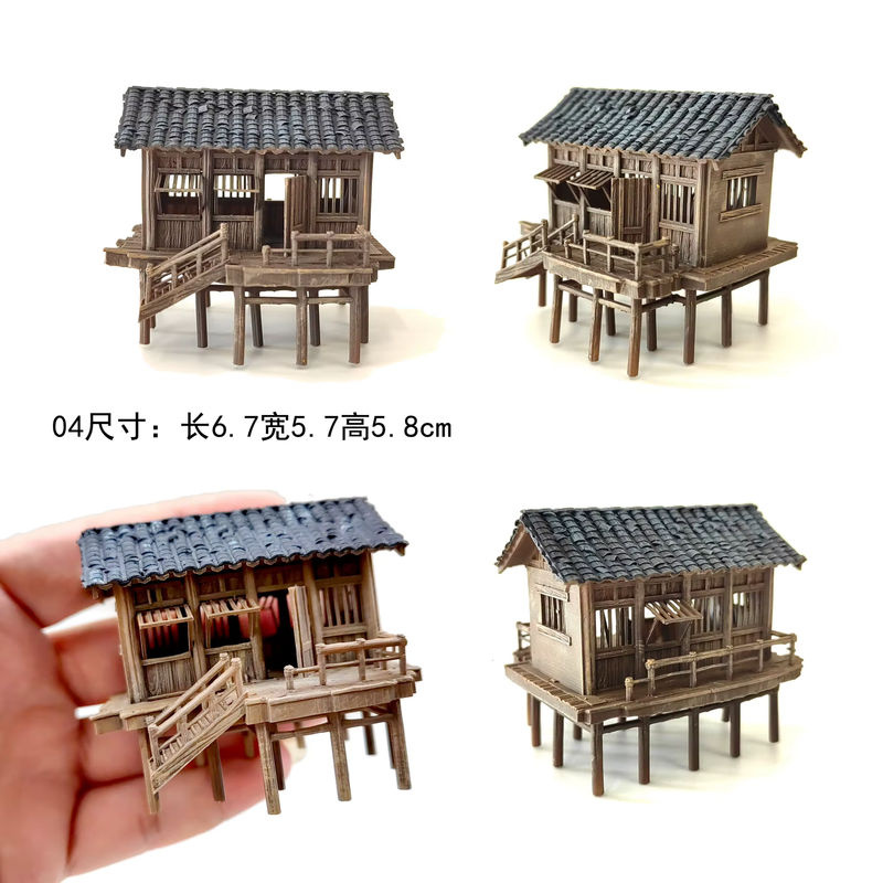 Orientalischer Pavillon aus braunem Holz als Miniatur-Landschaft und Dekoration für dein Mini-Aquarium oder Bonsai-Schreibtisch-Deko - Bild 5