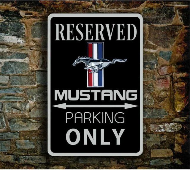 CIFBUY Metallschild Ford Mustang Parking Only Garagendekoration Schwarz Höhe: 20 cm, Breite: 20 cm - Bild 1
