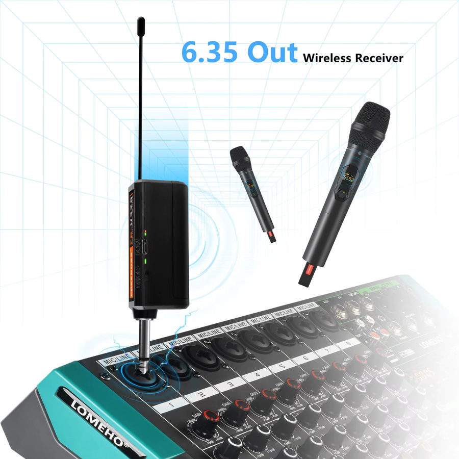 FREEBOSS 2-Kanal-Funkmikrofon FB-U326 mit UHF-Multifrequenz-Dual-Handsendern, dynamisches Mikrofon in Schwarz - Bild 4
