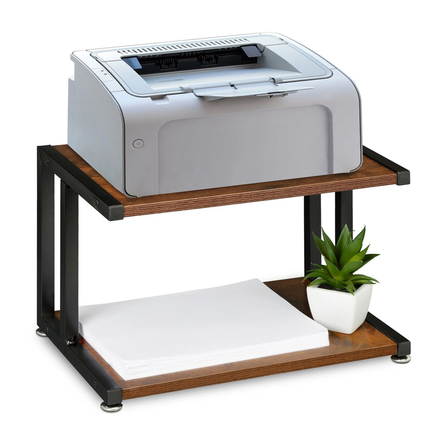 Relaxdays Druckerständer im Industrial Design aus Stahl und MDF, Dunkelbraun und Schwarz, B: 44 cm, T: 28 cm, H: 28 cm - Bild 2
