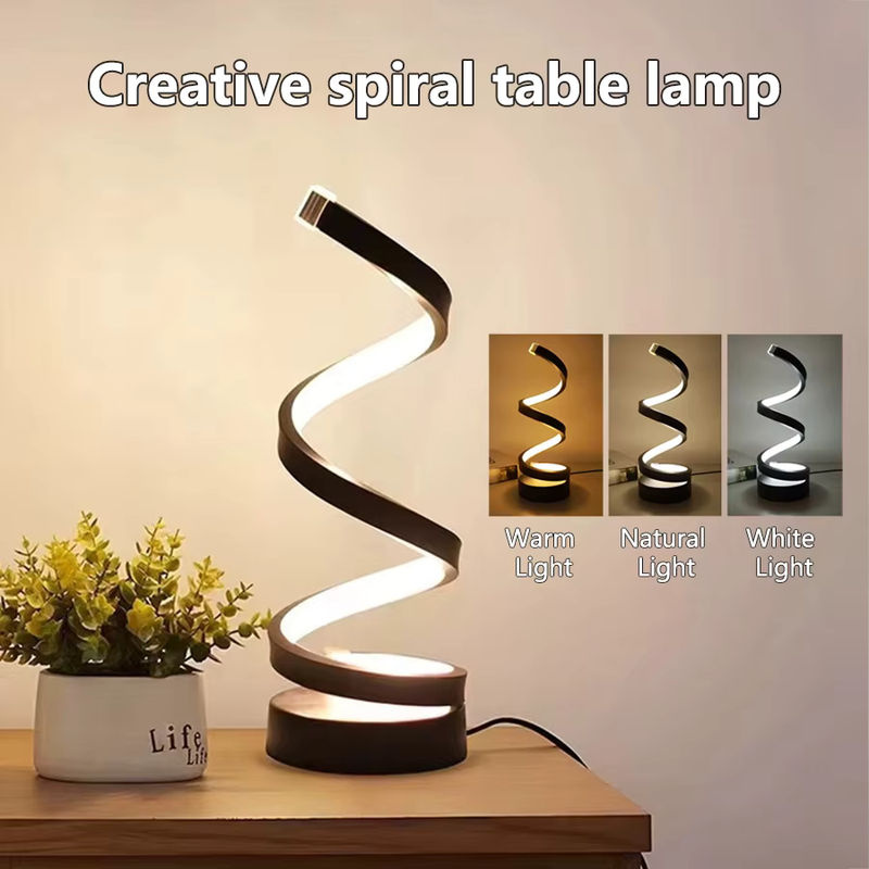 MeeToo Moderne Spirale LED Tischlampe Dimmbar mit Touch-Funktion in Weiß oder Schwarz - Bild 3