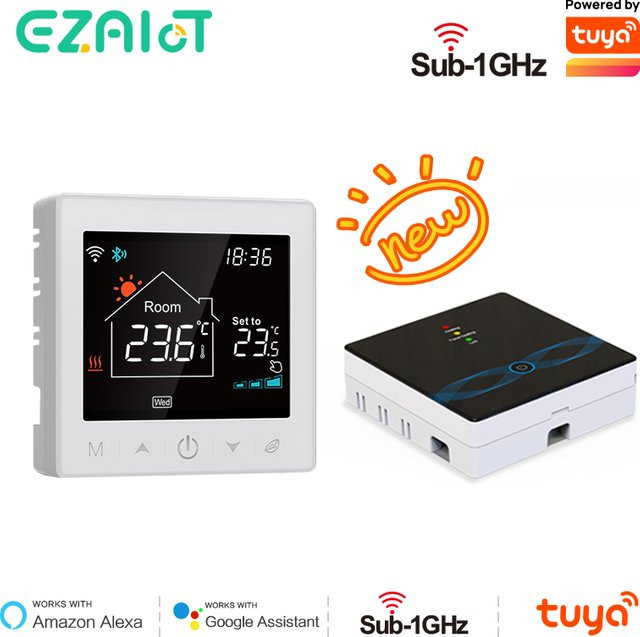 EZAIoT Drahtloser WiFi-Temperaturregler für Bodenheizung und Gaskessel, Smart Home Thermostat in Weiß mit App-Steuerung, kompatibel mit Tuya, Alexa und Google Home - Bild 1