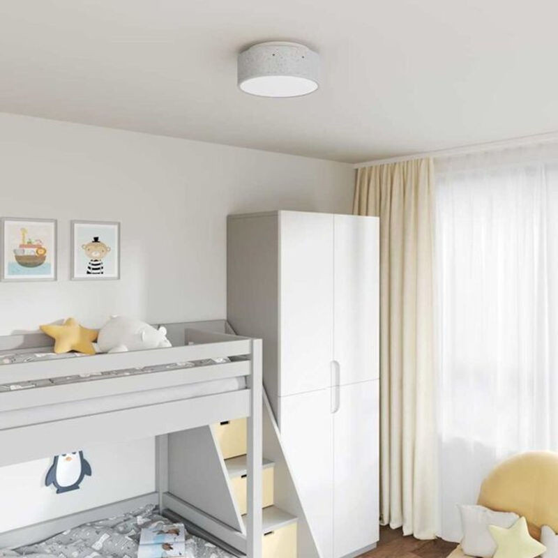 Moderne Deckenlampe aus Stoff von Vidaxl in Grau mit E27 Fassung, Durchmesser: 30 cm, Höhe: 13,5 cm - Bild 1