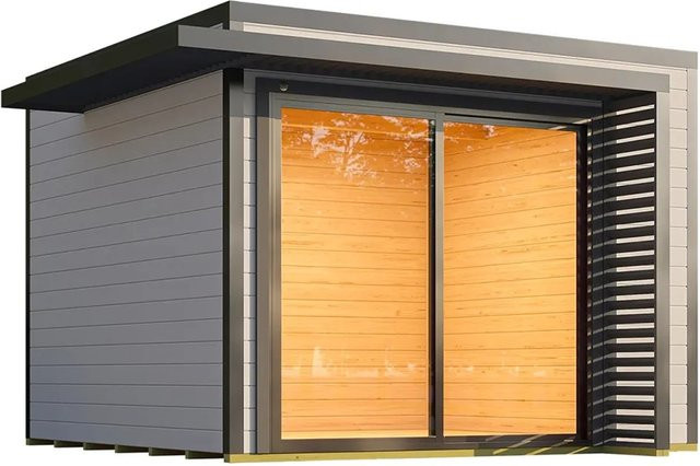 Weka Gartenhaus Amberley mit Doppelschiebetür in Grau-Anthrazit, Flachdach, B/T: 300 x 300 cm - Bild 1