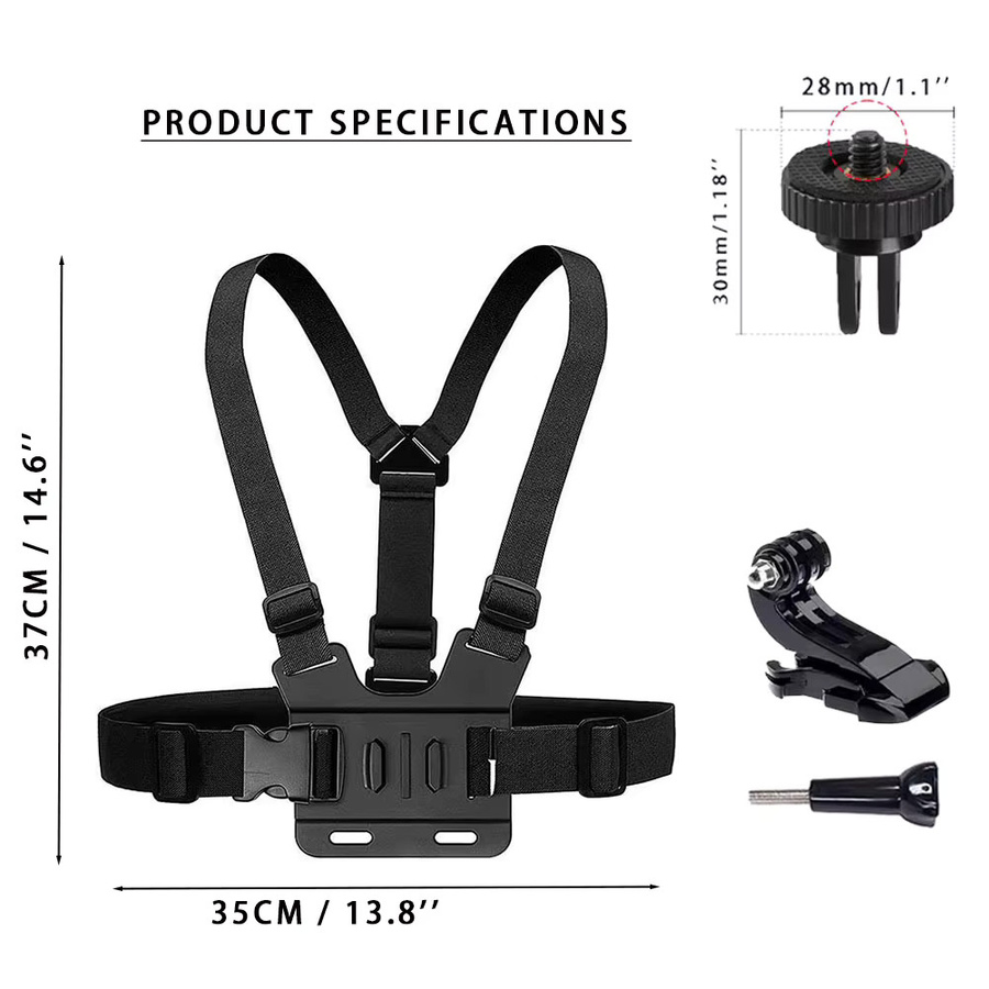 ERIKOLE Einstellbare Brusthalterung in Schwarz für GoPro Hero, Insta360 One X3 und DJI Osmo Action 3 - Bild 3