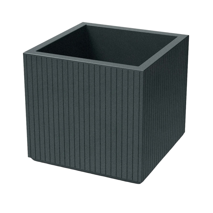 Prosperplast Blumentopf Coro Square in Graphit mit gerippter Oberfläche, B/T/H: 44 x 48 x 48 cm - Bild 2