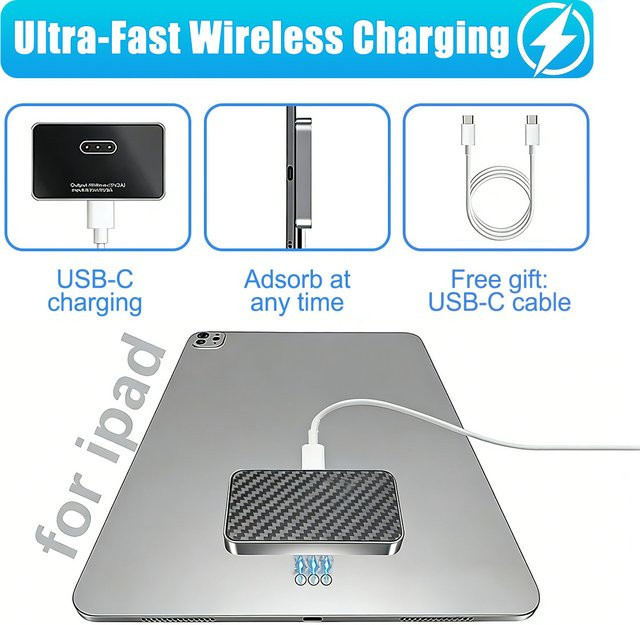 Apple iPad Kabelloses Magnetisches Ladegerät 18W Schnellladung mit Smart Connector aus Aluminiumlegierung - Bild 1