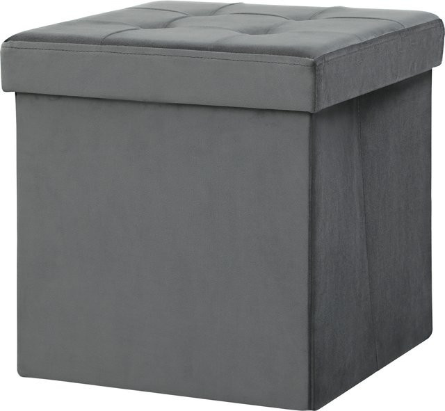 HOMCOM Sitzhocker mit Stauraum in Grau mit Samtoptik, klappbarer Polsterhocker als Sitzwürfel, B/T/H: 38 x 38 x 38 cm - Bild 1
