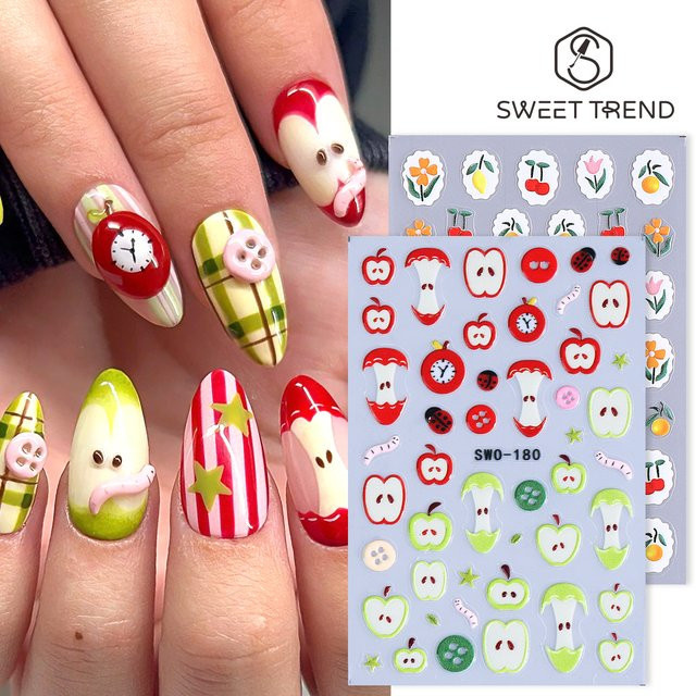 SWEET TREND Nagelaufkleber, Apfel-Motiv, Matt, 2 Stück - Bild 1
