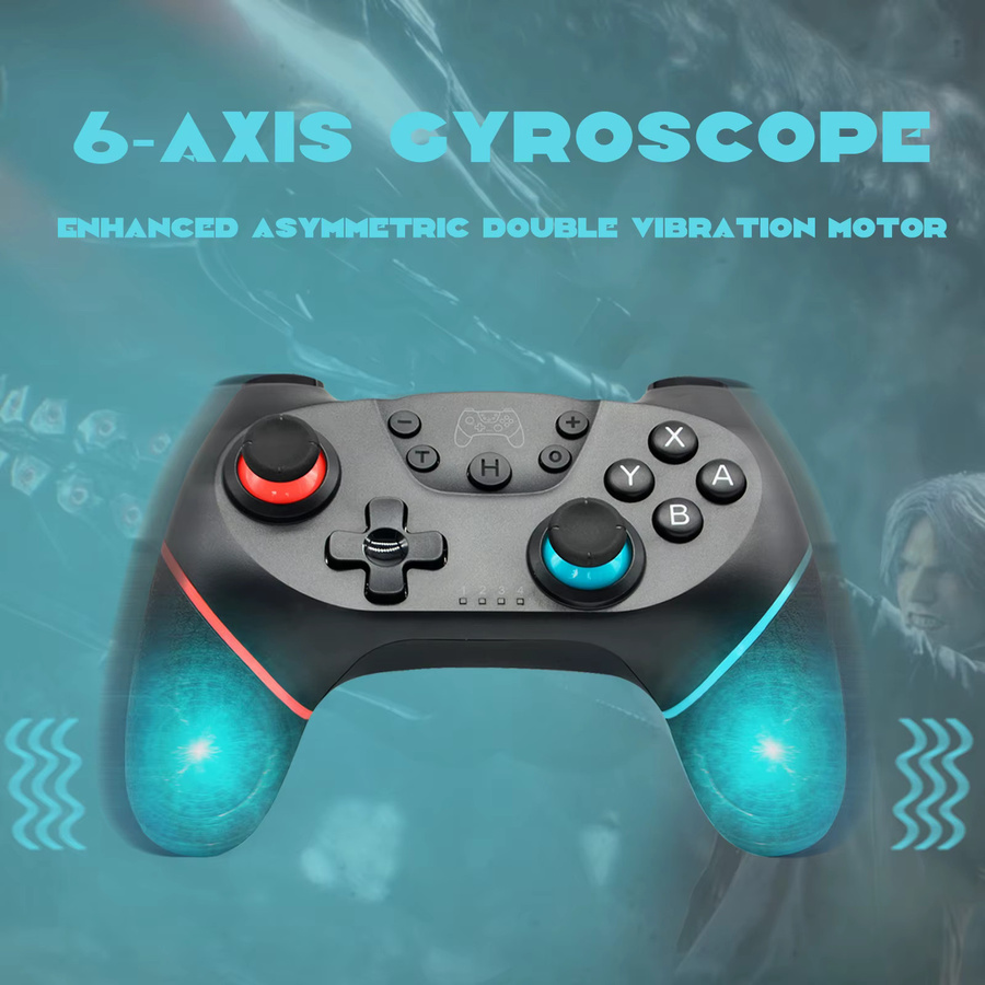 AyeBeau Bluetooth Wireless USB Controller Kit für Nintendo Switch, OLED und Lite sowie PC, Gamepad Joystick mit Trigger und Command Funktionen in Schwarz und Rot - Bild 3