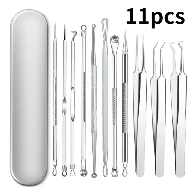 YJYIBEI Akne Mitesser Entfernung Kit, 11 Stück, Edelstahl, Unisex - Bild 2