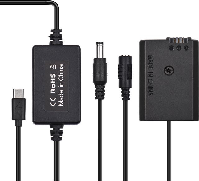 Arealer USB-C-Kabel zu NP-FW50 Dummy-Akku DC-Koppler Ersatz in Schwarz für Sony A7S2 A7S A7 II R RII A7M2 A6000 A6300 A6500 A7000 - Bild 1