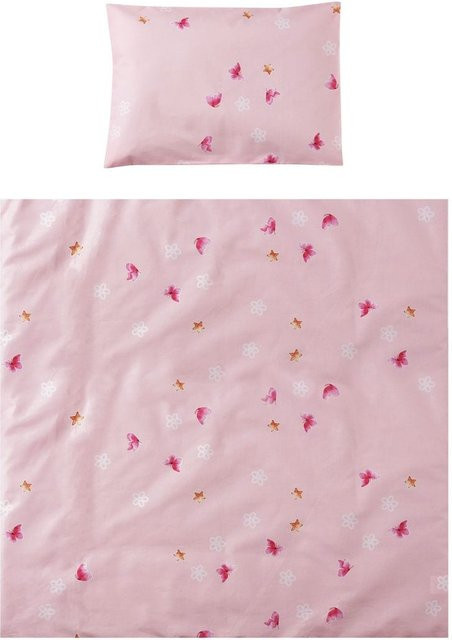 Lorelli Babybettwäsche-Set Eva 5-teilig in Pink mit floralem Design, Decke 75 x 75 cm, Kissen 29 x 42 cm - Bild 1