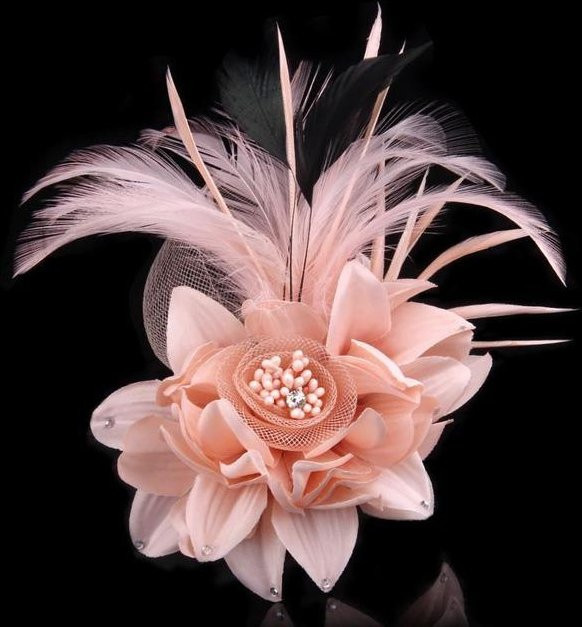 Brosche Blume, Strass, Stoff, rosa, Unisex - Bild 1