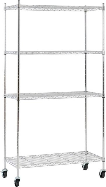 PROREGAL Gitterregal HADES aus Metall mit Rollen und 4 verstellbaren Böden, Farbe Silber, H x B x T: 160 x 90 x 40 cm - Bild 1