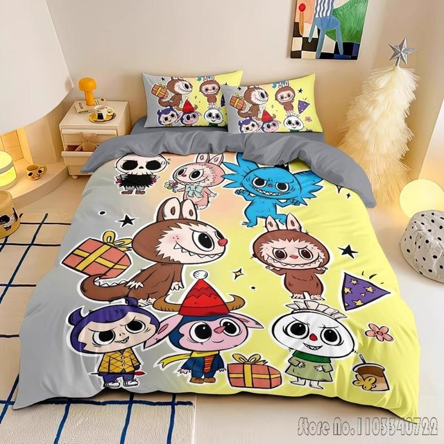La-BuBu Anime Bettwäsche-Set Rosa mit Bettdeckenbezug und Kissenbezug für Kinder, Material: Mikrofaser, B/H: 172 x 218 cm - Bild 1