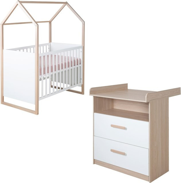 Roba 2-tlg. Babyzimmer Set Cabane in Weiß und Eiche - Bild 1
