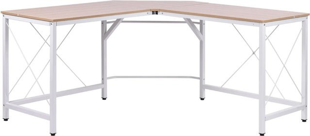 HOMCOM L-förmiger Eckschreibtisch aus MDF und Stahl in Weiß, B/T/H: 150 x 150 x 76 cm - Bild 1