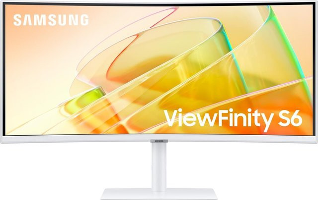 Samsung ViewFinity S6 LS34C650TAU Curved Monitor, 34 Zoll, UWQHD 3440x1440, 100Hz, VA-Panel, Weiß - Bild 1