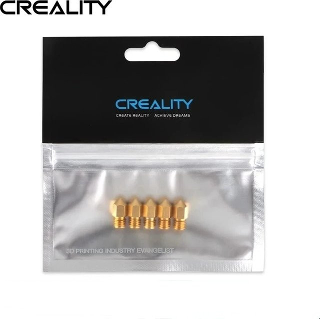 Creality Messingdüsen für FDM 3D-Drucker in den Größen 0,2 mm, 0,4 mm, 0,6 mm, 0,8 mm und 1,0 mm, Farbe Gold, passend für Ender 3, Ender 3 V2, Ender 3 Pro, Ender 3 Max, Ender 5 und CR10 Serie - Bild 1