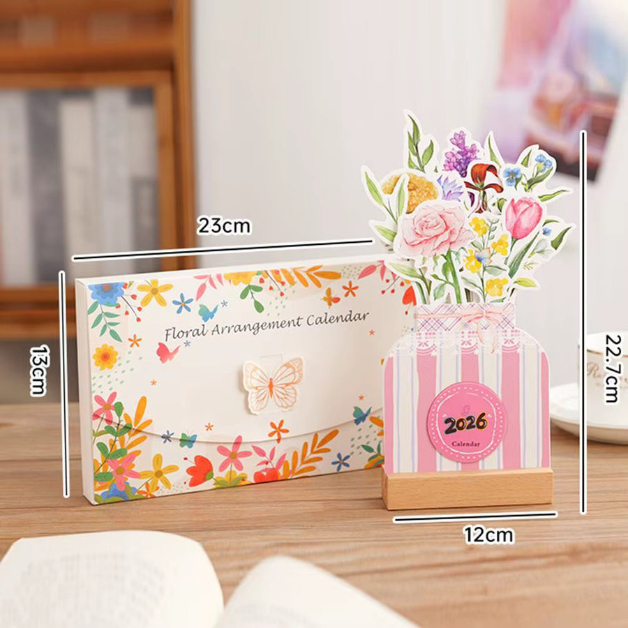 DIY Tischkalender mit Holzsockel und floralem Design in Mehrfarbig - Bild 3