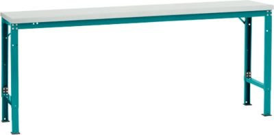 Manuflex Grundtisch UNIVERSAL Spezial höhenverstellbar aus Kunststoff in Lichtgrau und Wasserblau, B: 200 cm, T: 80 cm, H: 100 cm - Bild 1