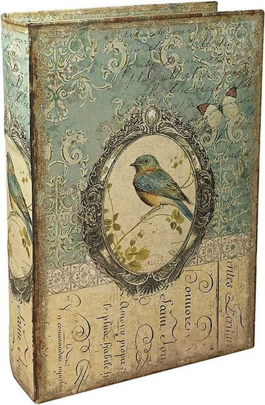Hohles Buch mit Geheimfach im Vintage-Stil mit floralem Vogelmotiv, mehrfarbig, Höhe: 27 cm - Bild 1