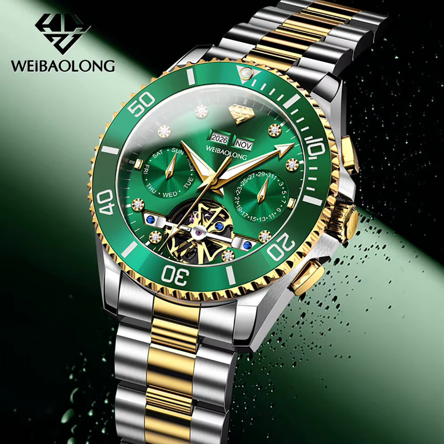 WEIBAOLONG Armbanduhr Automatik, Edelstahl, Silver Green, Herren - Bild 2